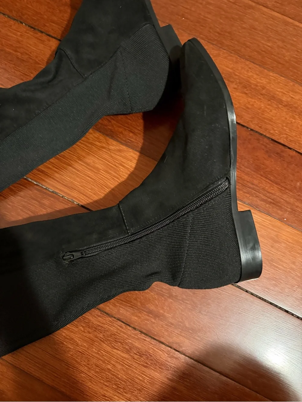 Mango Black Over-the-Knee Stretch Suede Boots size 37 (us 6.5 women)